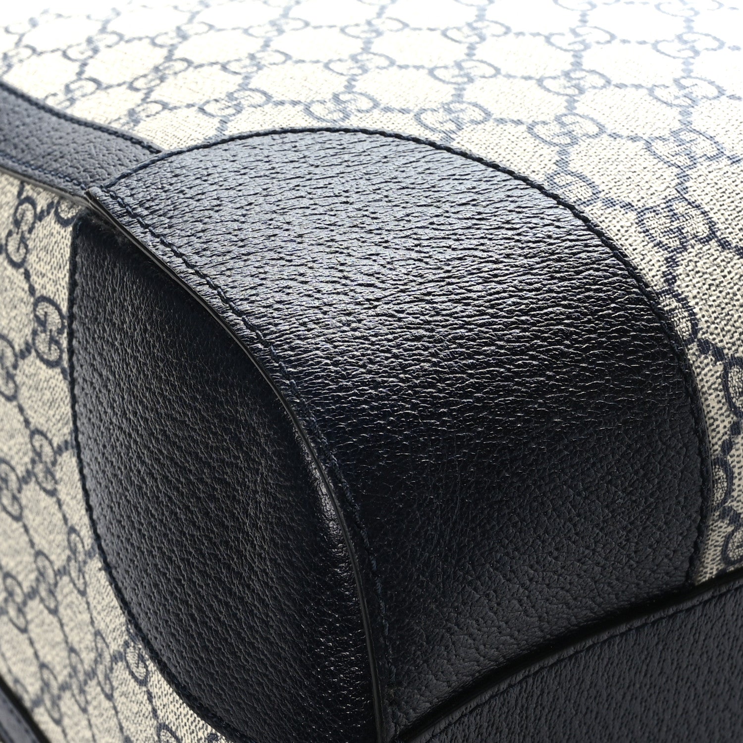 Gucci GG Supreme Monogram Textured Dollar Calfskin Web Large Savoy Duffle Bag Beige Blue 9 of 12