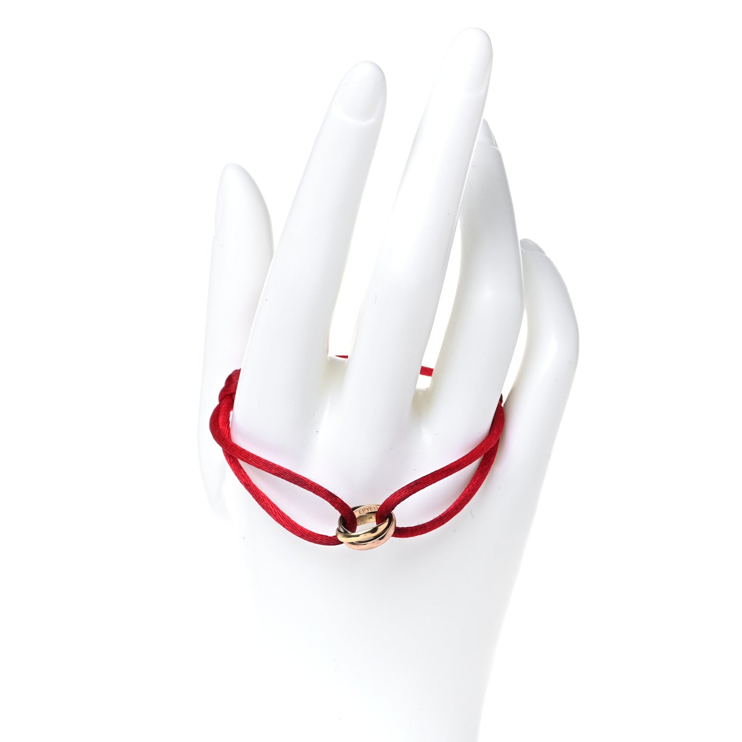 Cartier 18K Pink Yellow White Gold Trinity Cord Bracelet Red 2 of 9