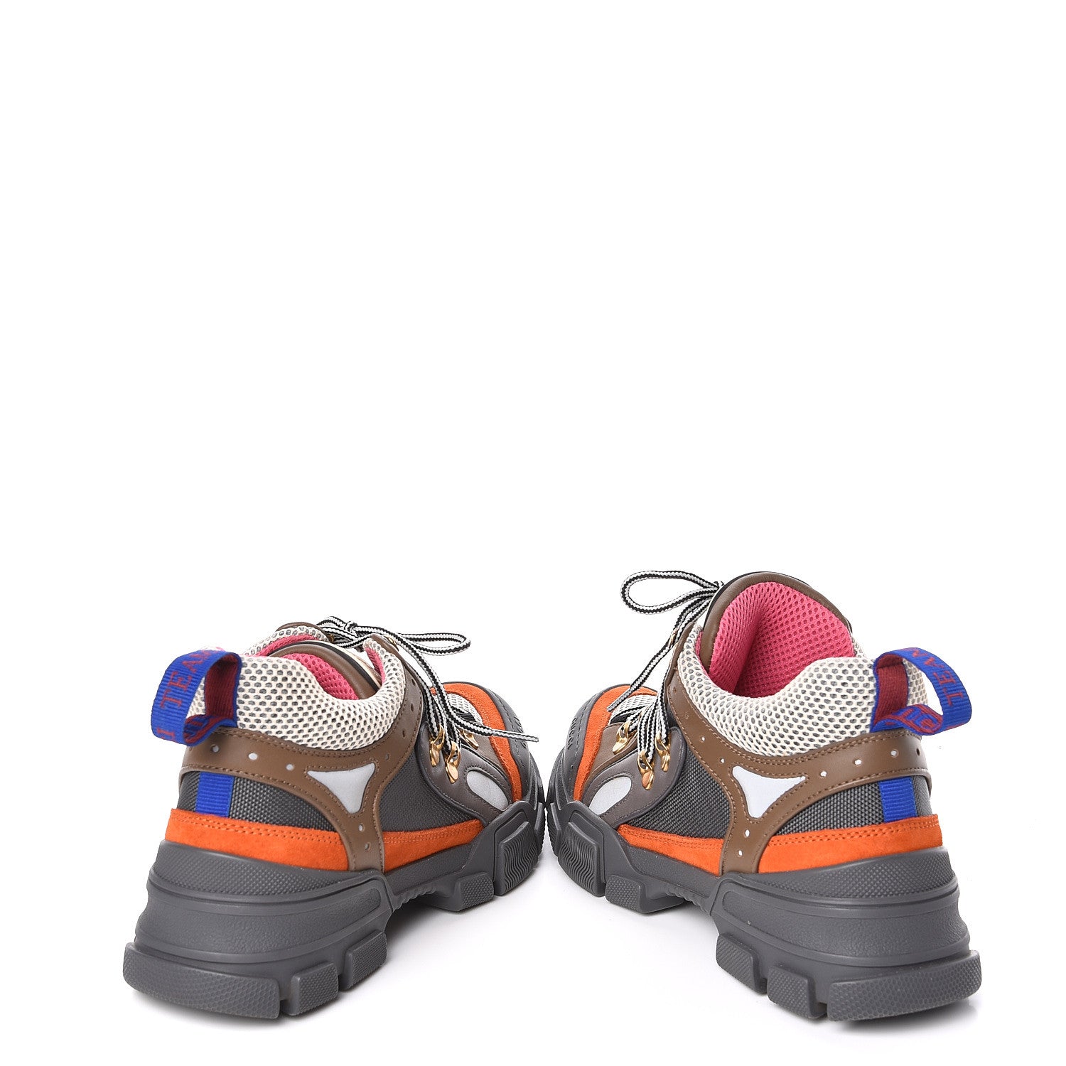 Gucci X SEGA Mesh Canvas Calfskin Womens Flashtrek Sneakers White Box Pink Ardesia Loess 6 of 10
