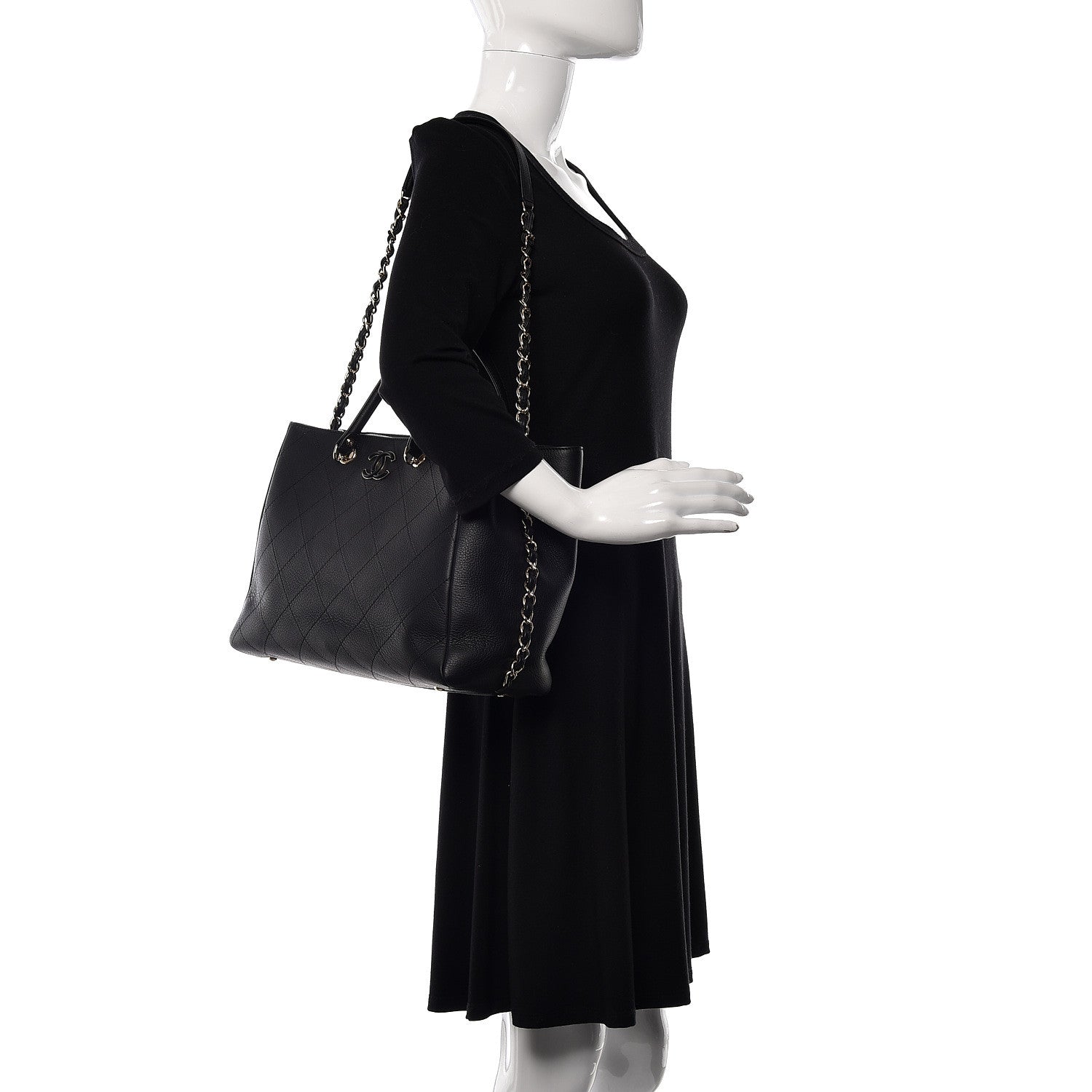 Chanel Bullskin Stitched Medium Shopping Bag Black 3 of 11