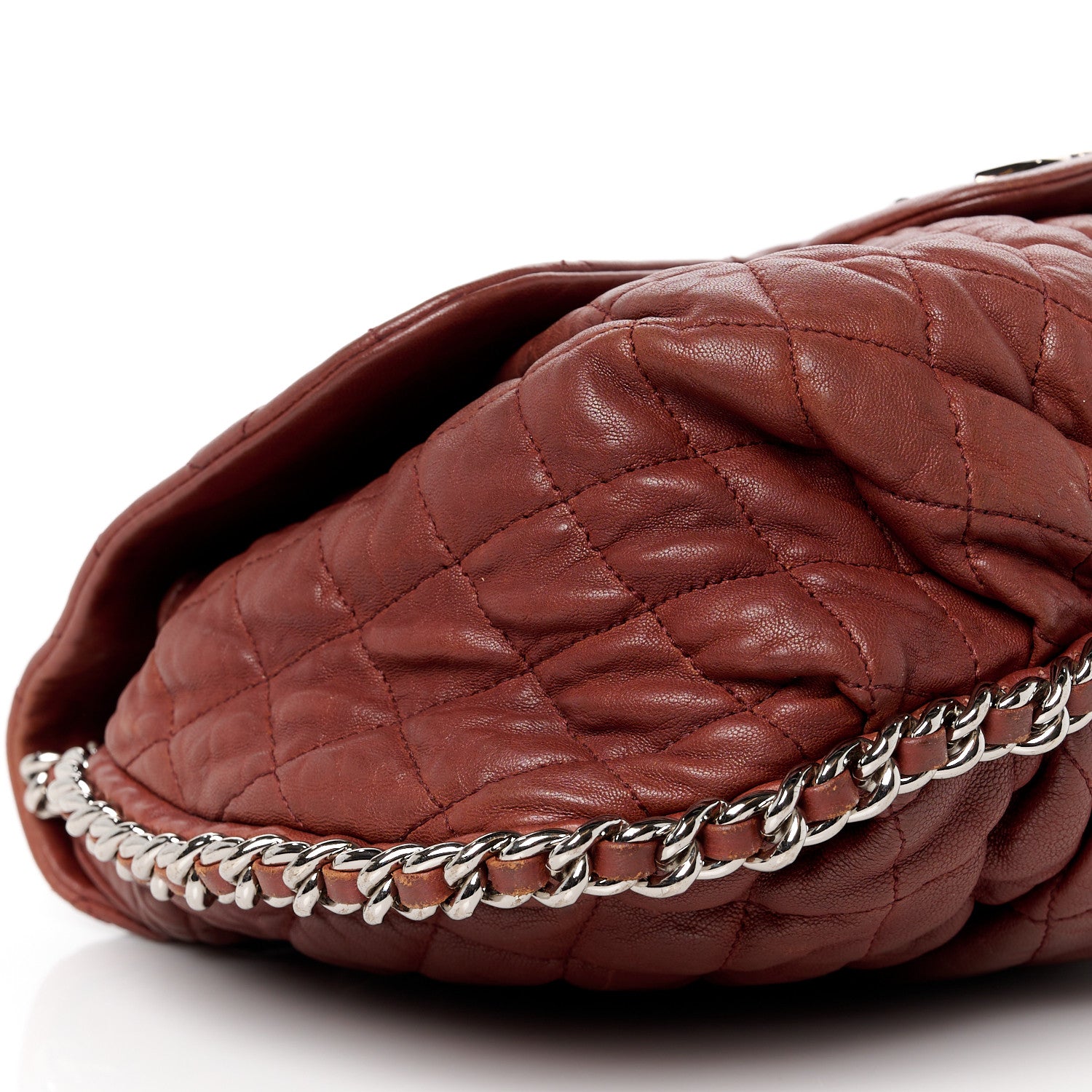 Chanel Washed Lambskin Quilted Large Chain Around Messenger Brown 9 of 10