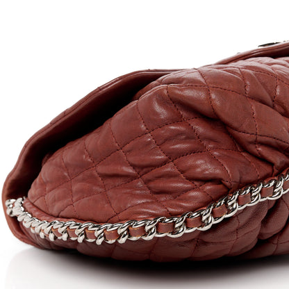 Chanel Washed Lambskin Quilted Large Chain Around Messenger Brown 9 of 10