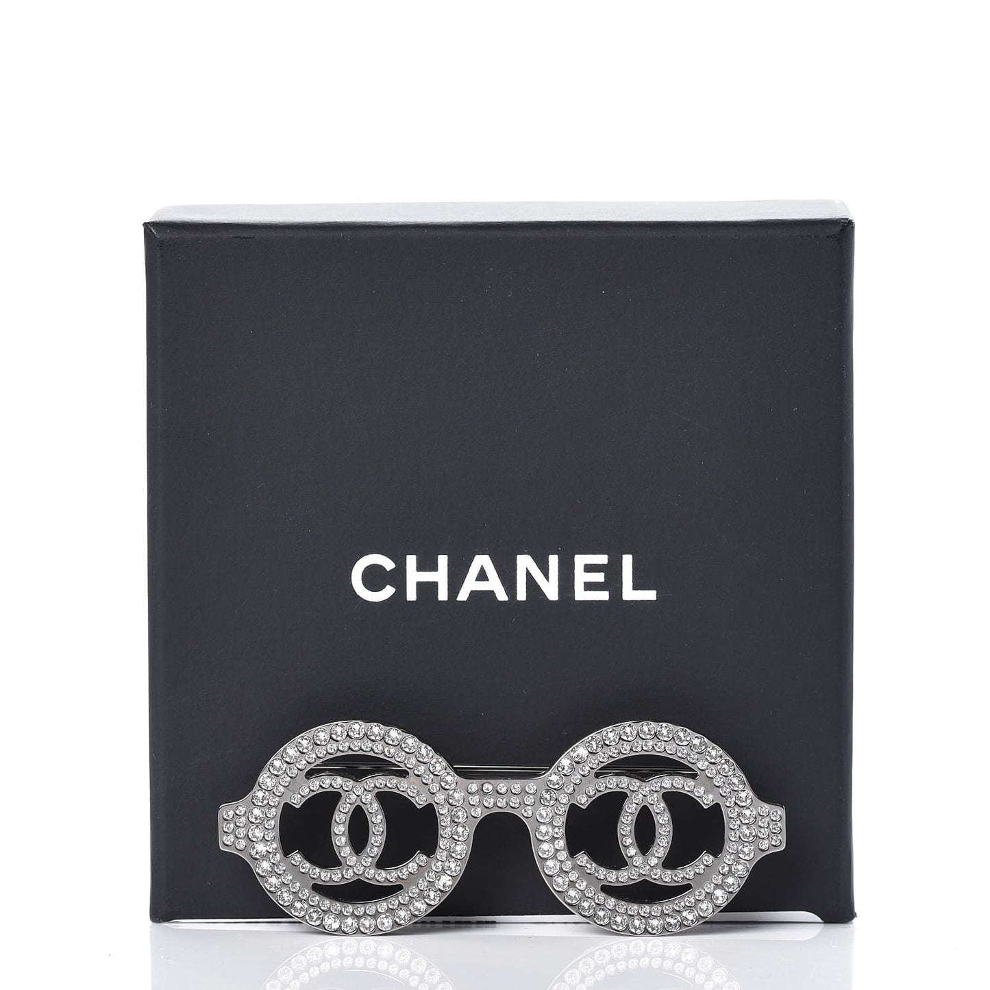 Crystal CC Sunglasses Brooch Silver