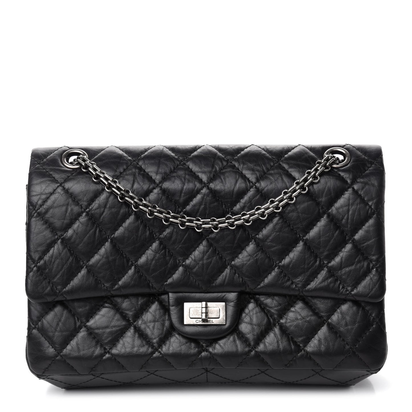 Aged Calfskin Quilted 2.55 Reissue 226 Flap Black