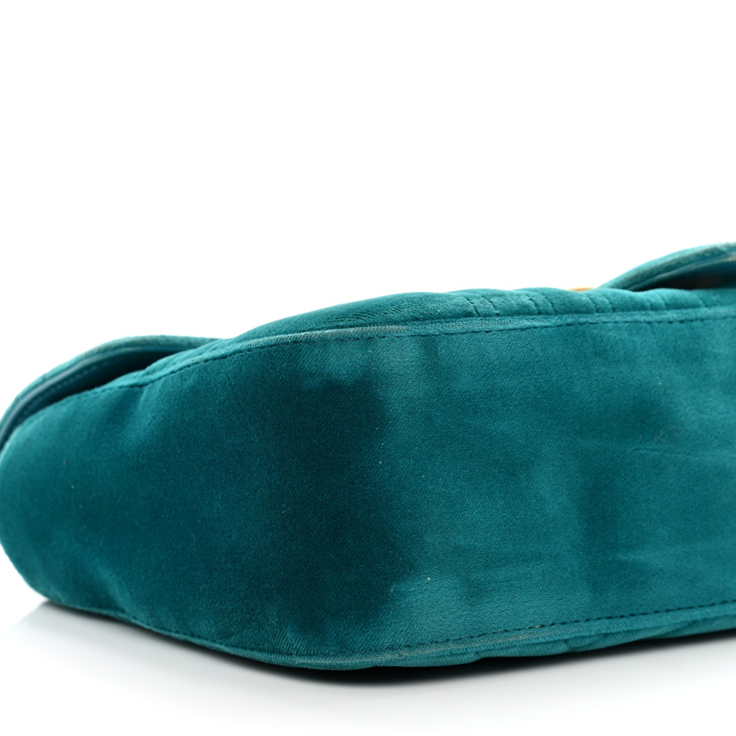 Gucci Velvet Matelasse Small GG Marmont Shoulder Bag Pavone Cyan 9 of 11