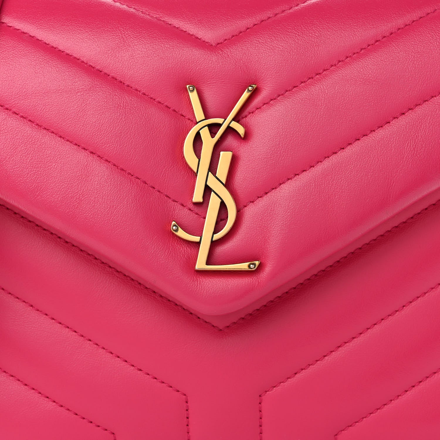 Saint Laurent Calfskin Y Quilted Monogram Small Loulou Chain Satchel Fresh Fuchsia 9 of 11
