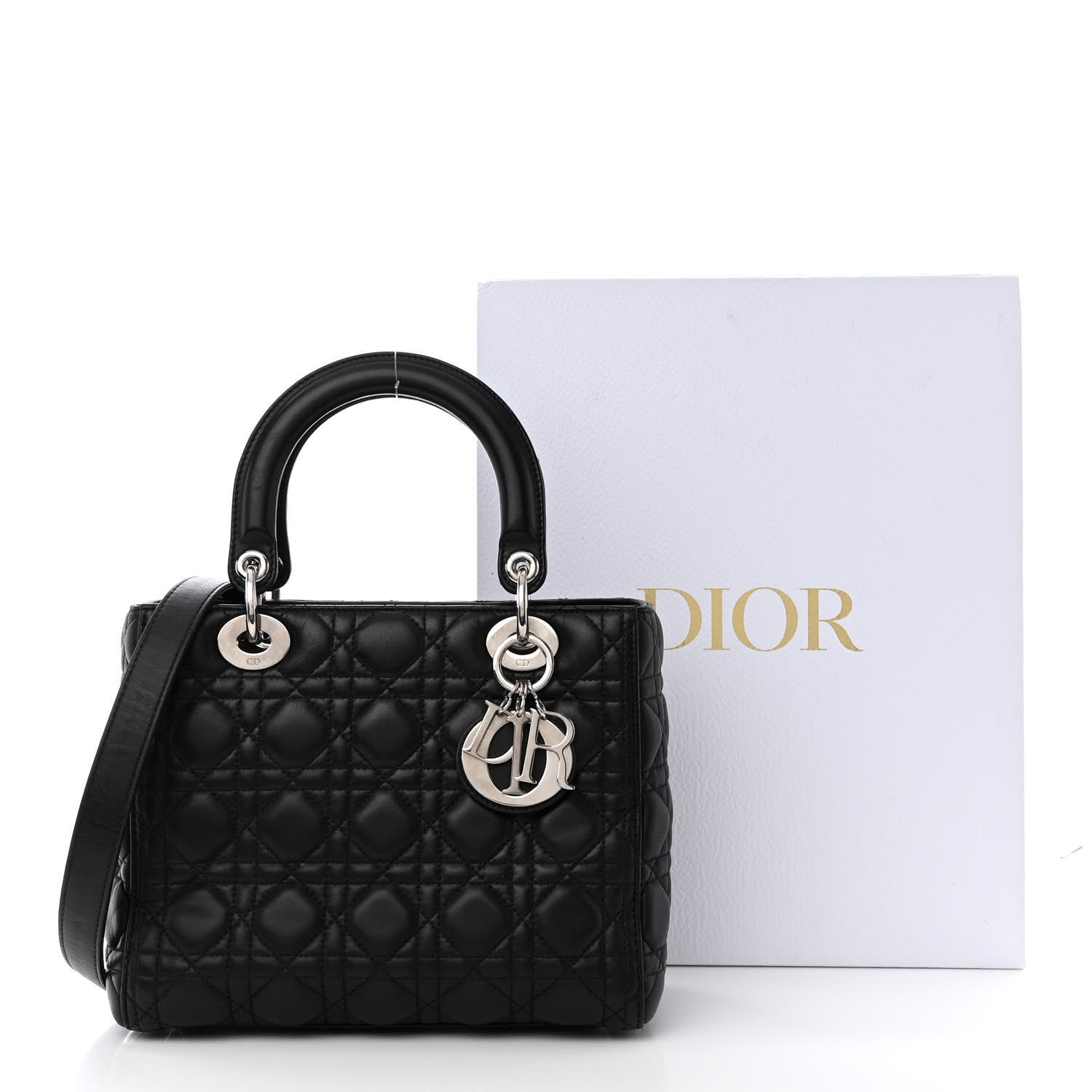 Christian Dior Lambskin Cannage Medium Lady Dior Black 13 of 13