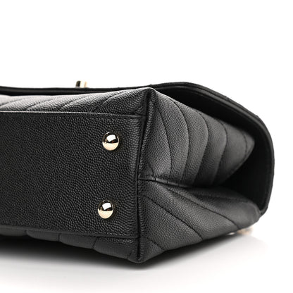 Chanel Caviar Chevron Quilted Mini Coco Handle Flap Black 9 of 9
