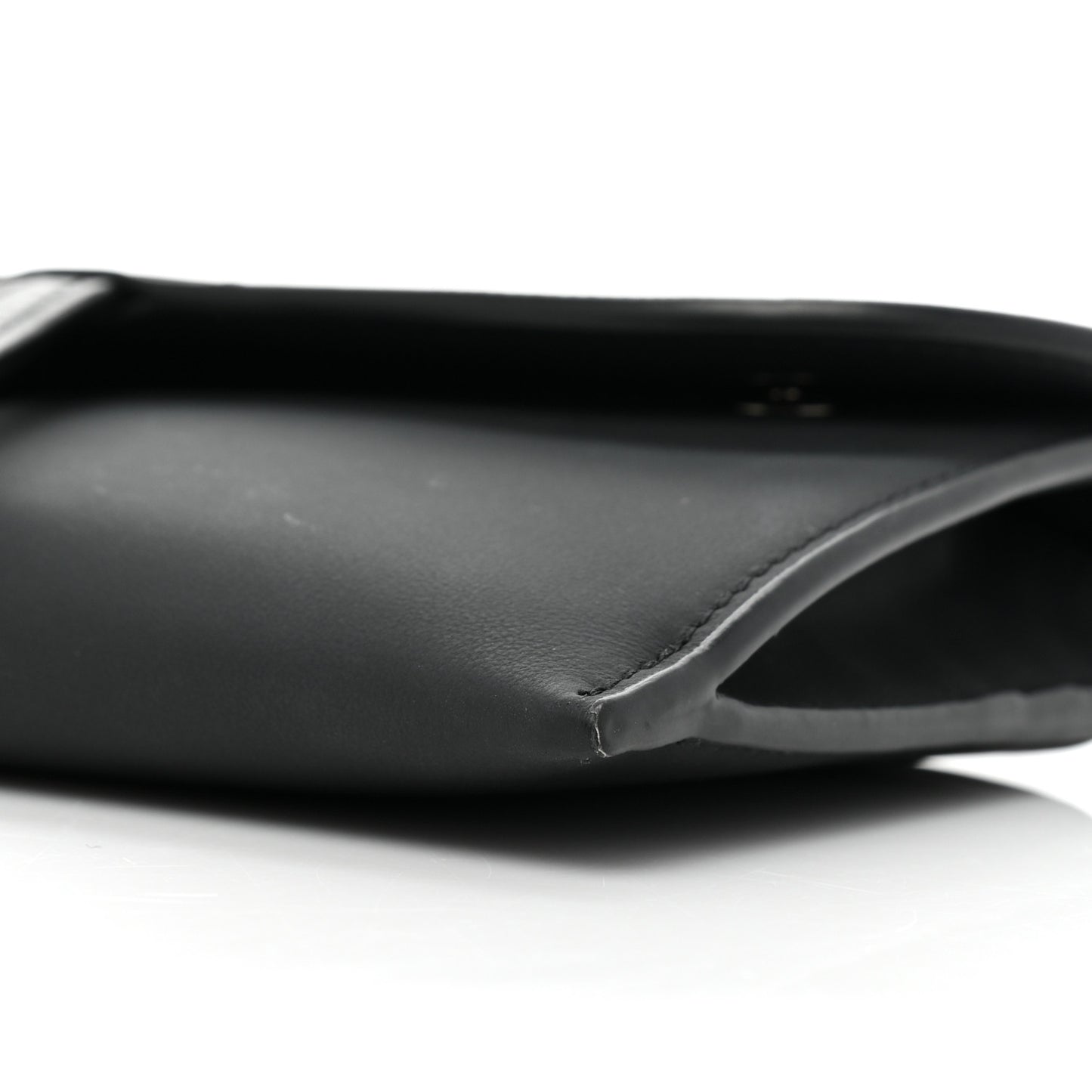 Ultra Matte Calfskin Saddle Chain Wallet Pouch Black