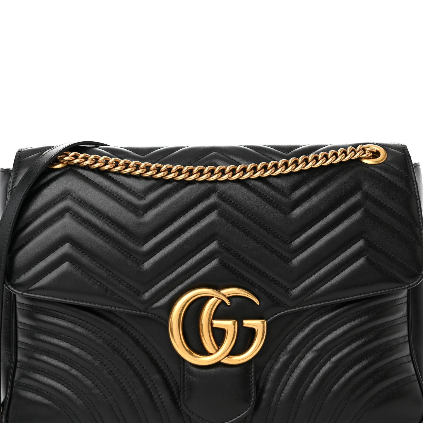Calfskin Matelasse Large GG Marmont Shoulder Bag Black