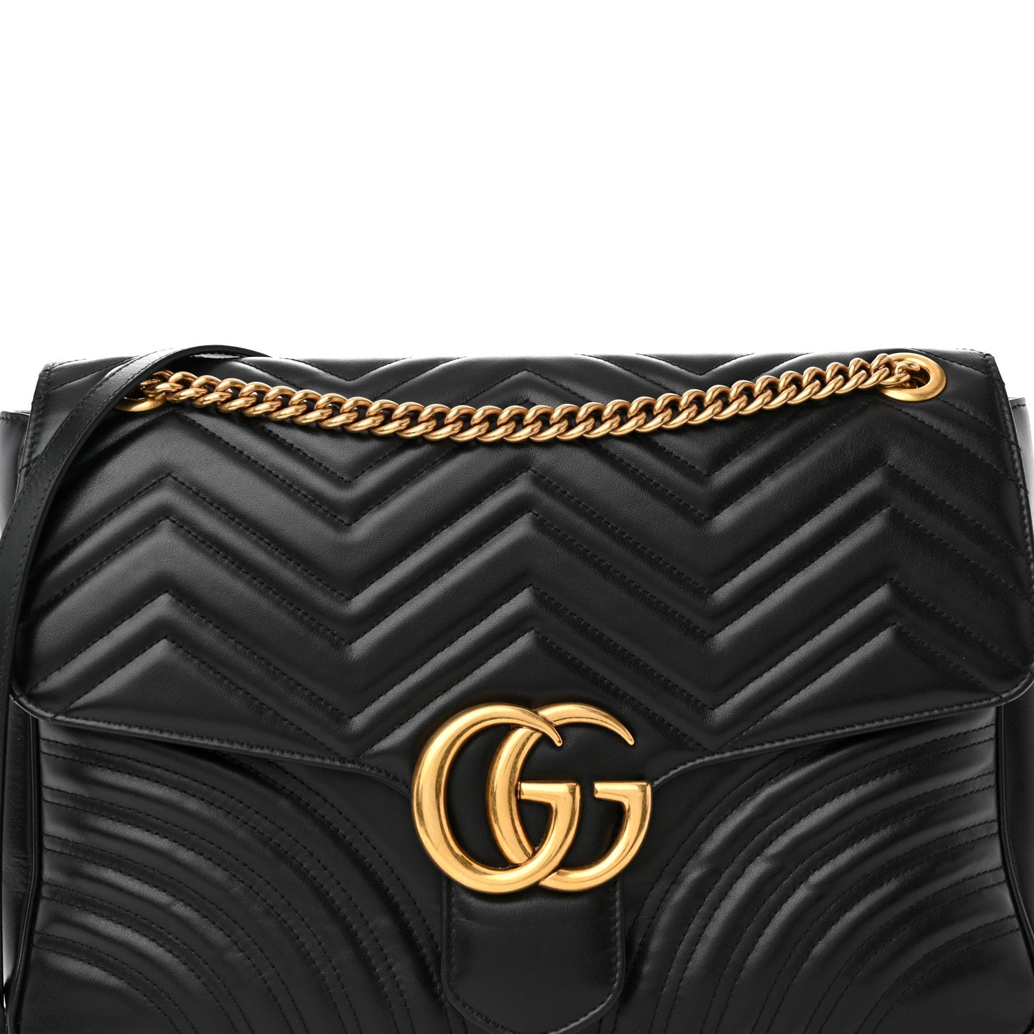 Gucci Calfskin Matelasse Large GG Marmont Shoulder Bag Black 8 of 13