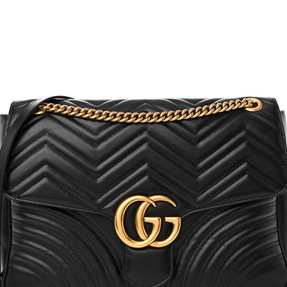 Gucci Calfskin Matelasse Large GG Marmont Shoulder Bag Black 8 of 13