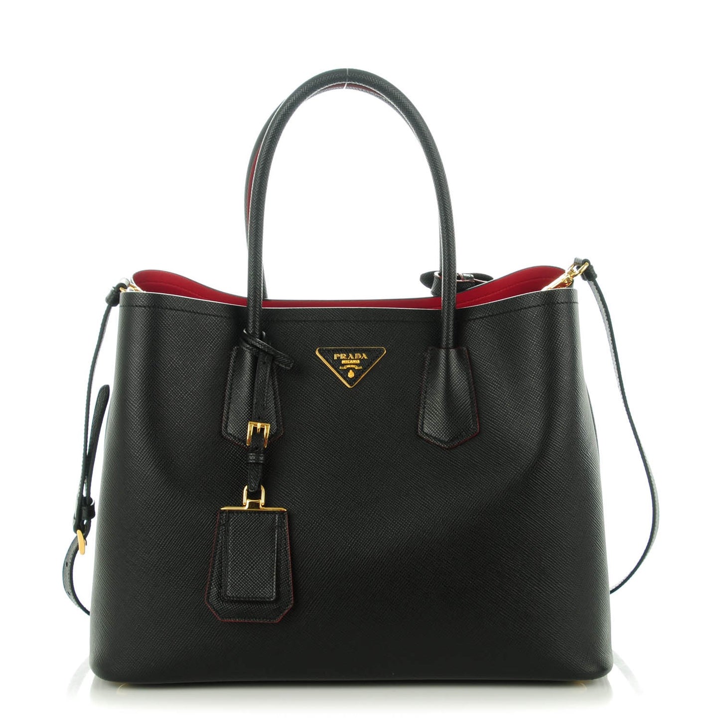 Saffiano Cuir Large Double Bag Nero Black