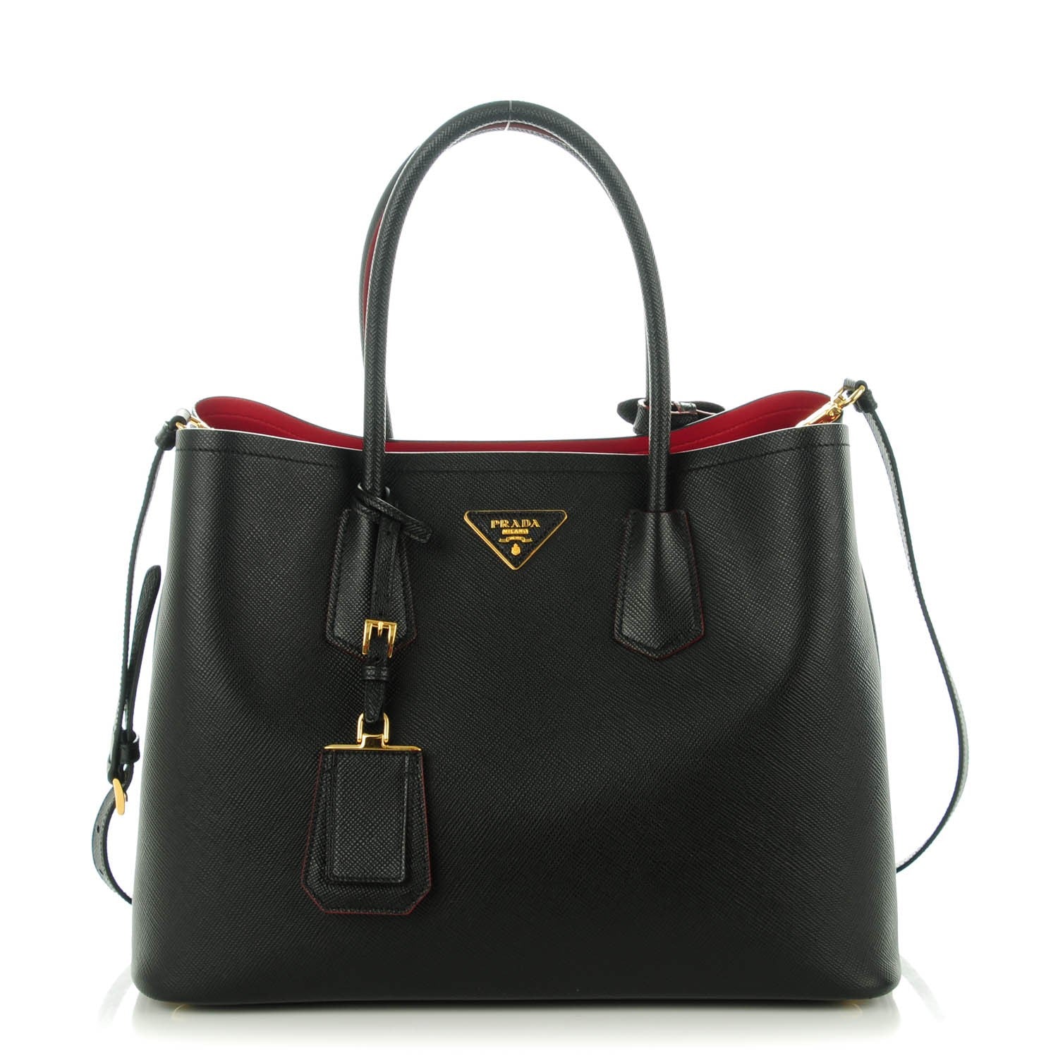 Prada Saffiano Cuir Large Double Bag Nero Black 1 of 8