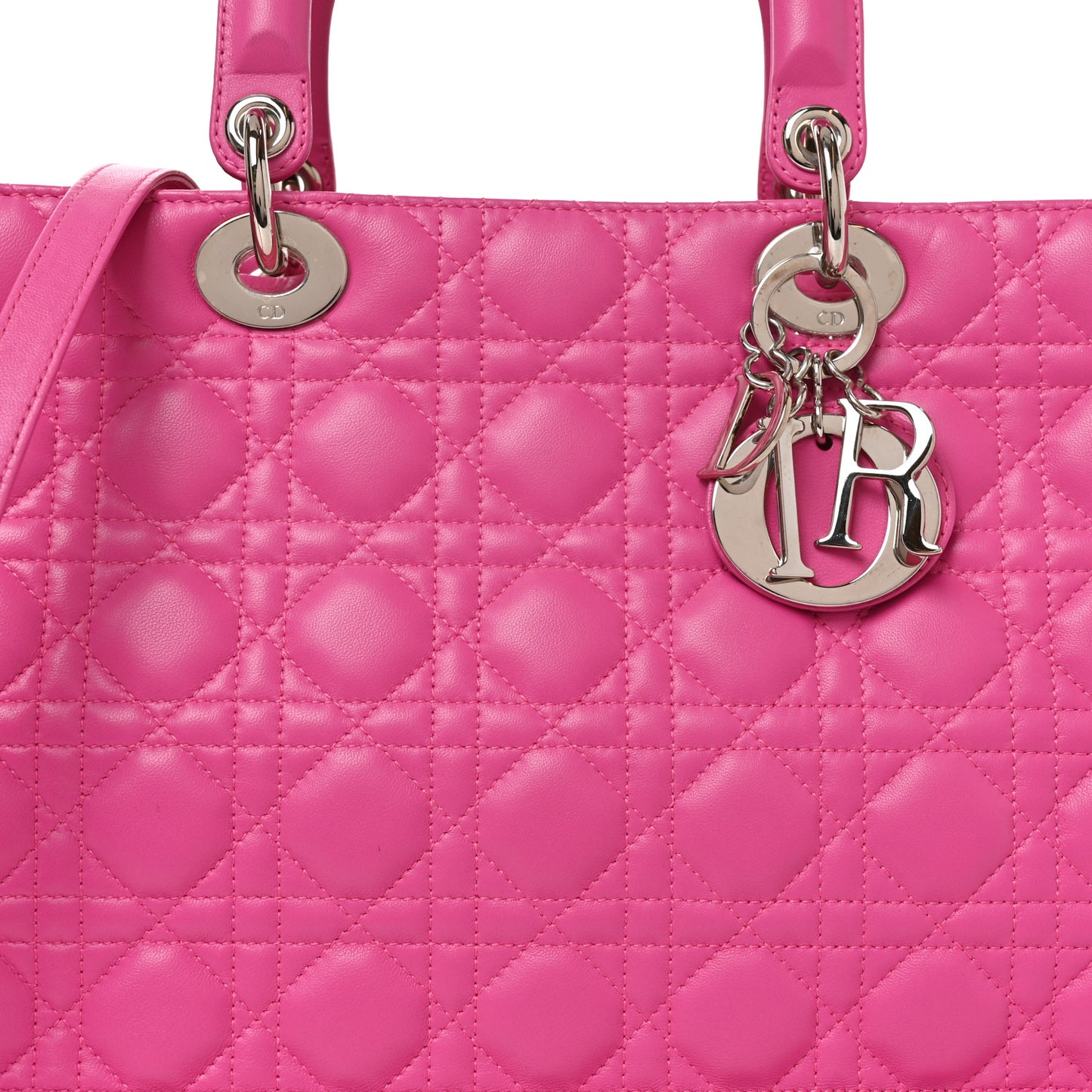 Lambskin Cannage Large Lady Dior Fuchsia Fuchsia
