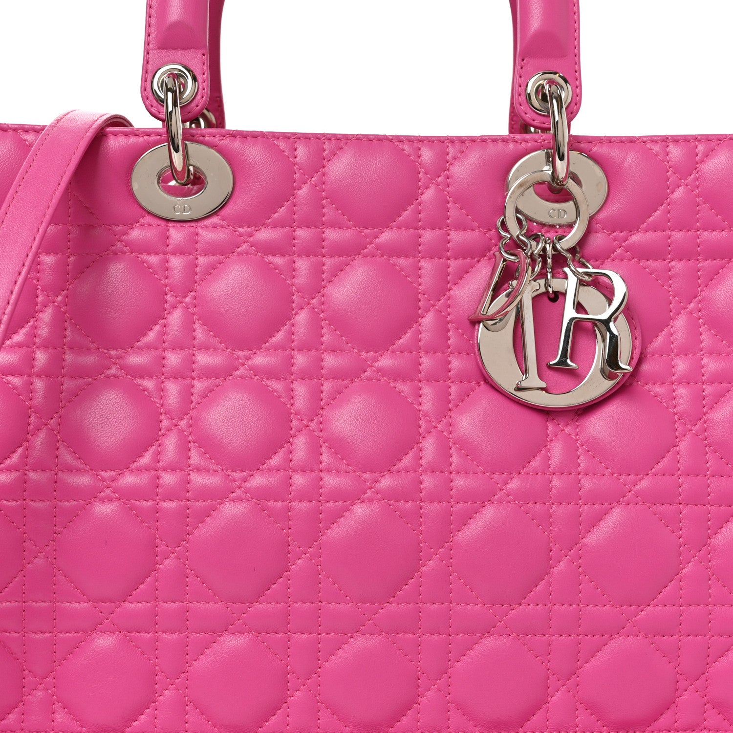 Christian Dior Lambskin Cannage Large Lady Dior Fuchsia Fuchsia 8 of 10