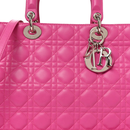 Christian Dior Lambskin Cannage Large Lady Dior Fuchsia Fuchsia 8 of 10