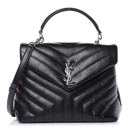 Saint Laurent Calfskin Y Quilted Monogram Medium Loulou Satchel Black 1 of 10