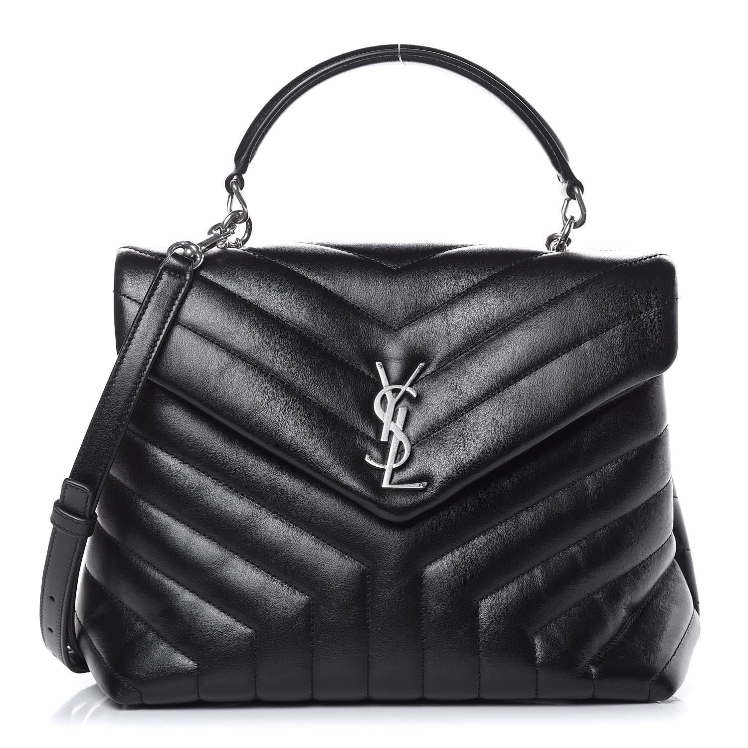 Saint Laurent Calfskin Y Quilted Monogram Medium Loulou Satchel Black 1 of 10