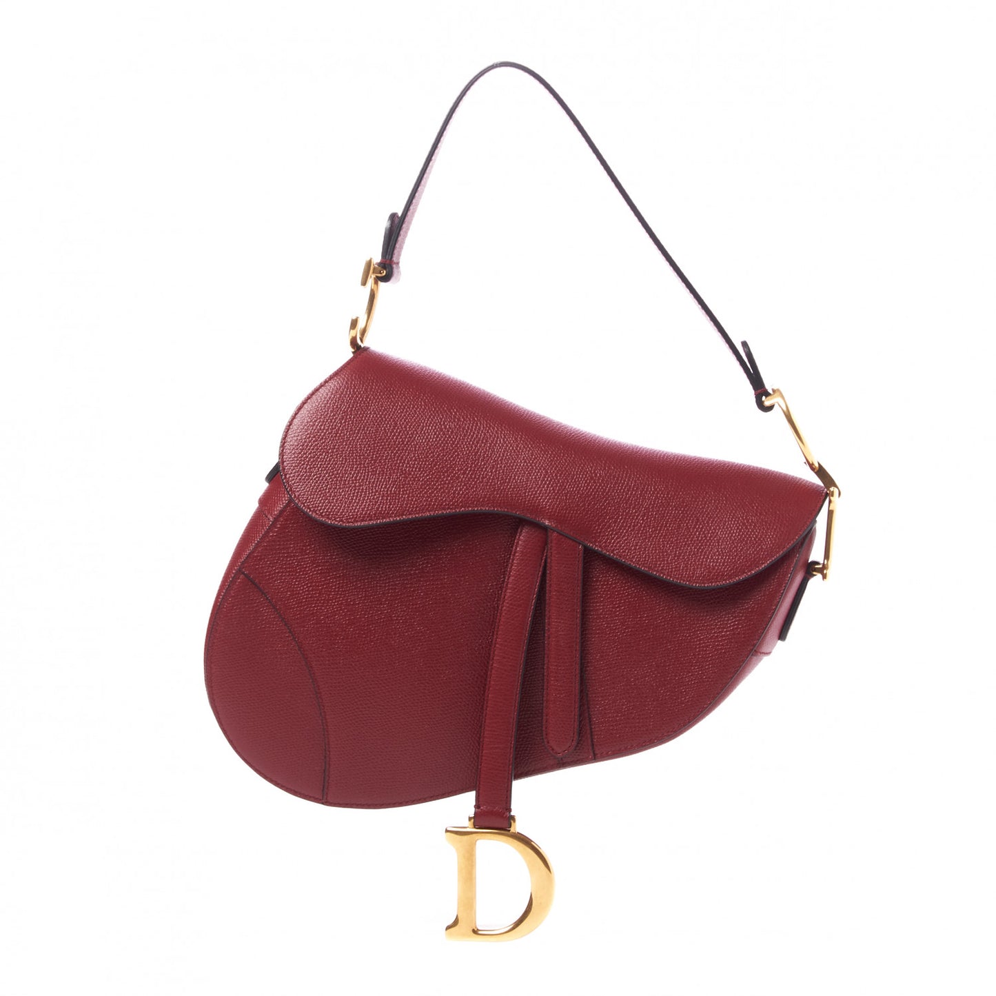 Grained Calfskin Saddle Bag Burgundy