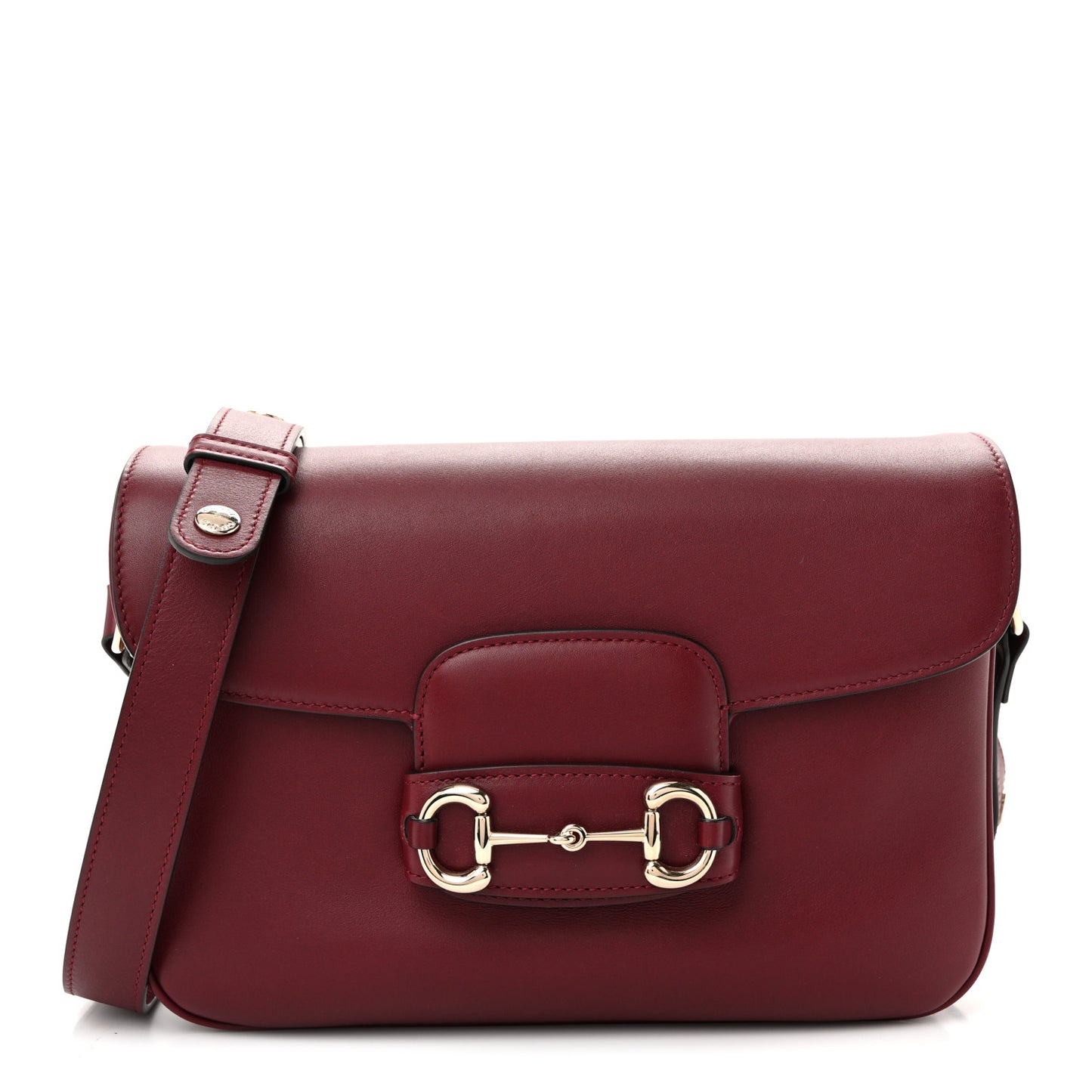 Arabella Calfskin Horsebit 1955 Soft Medium Shoulder Bag Rosso Ancora