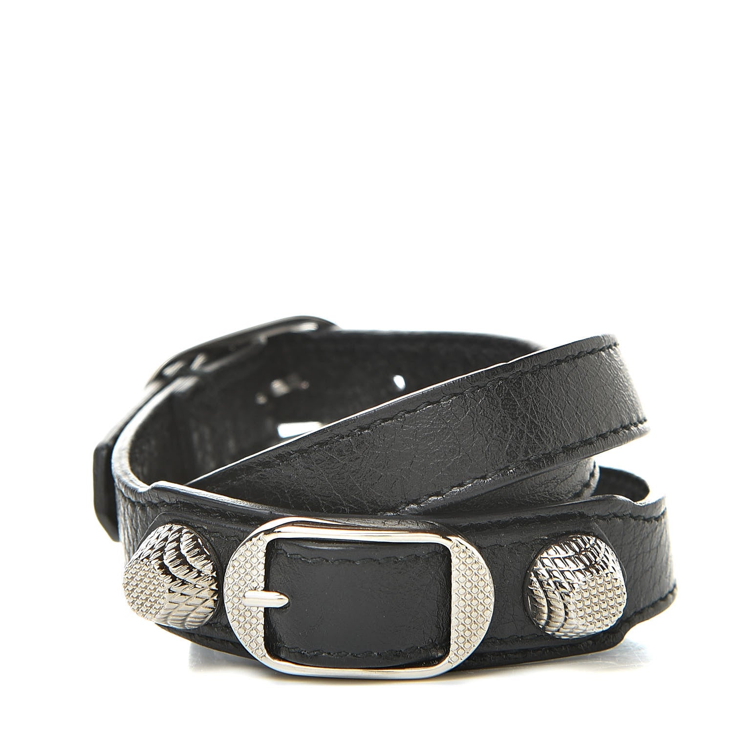 Balenciaga Agneau Giant Silver Hardware Triple Tour M Bracelet Black 1 of 6