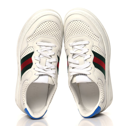 Gucci Calfskin Web Perforated Womens Platform 55mm Sneakers 37 White Bright Splash 2 of 10