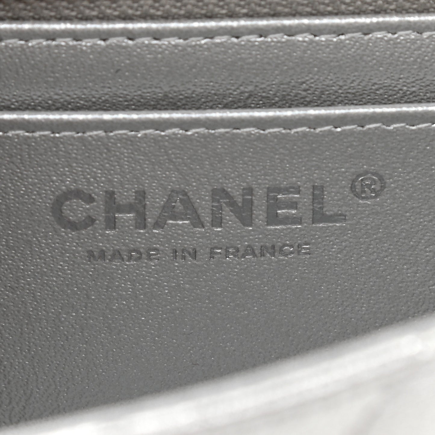 Metallic Lambskin Quilted Mini Rectangular Flap Silver