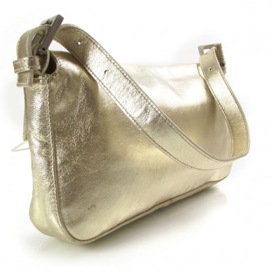 Metallic Calfskin Baguette Gold