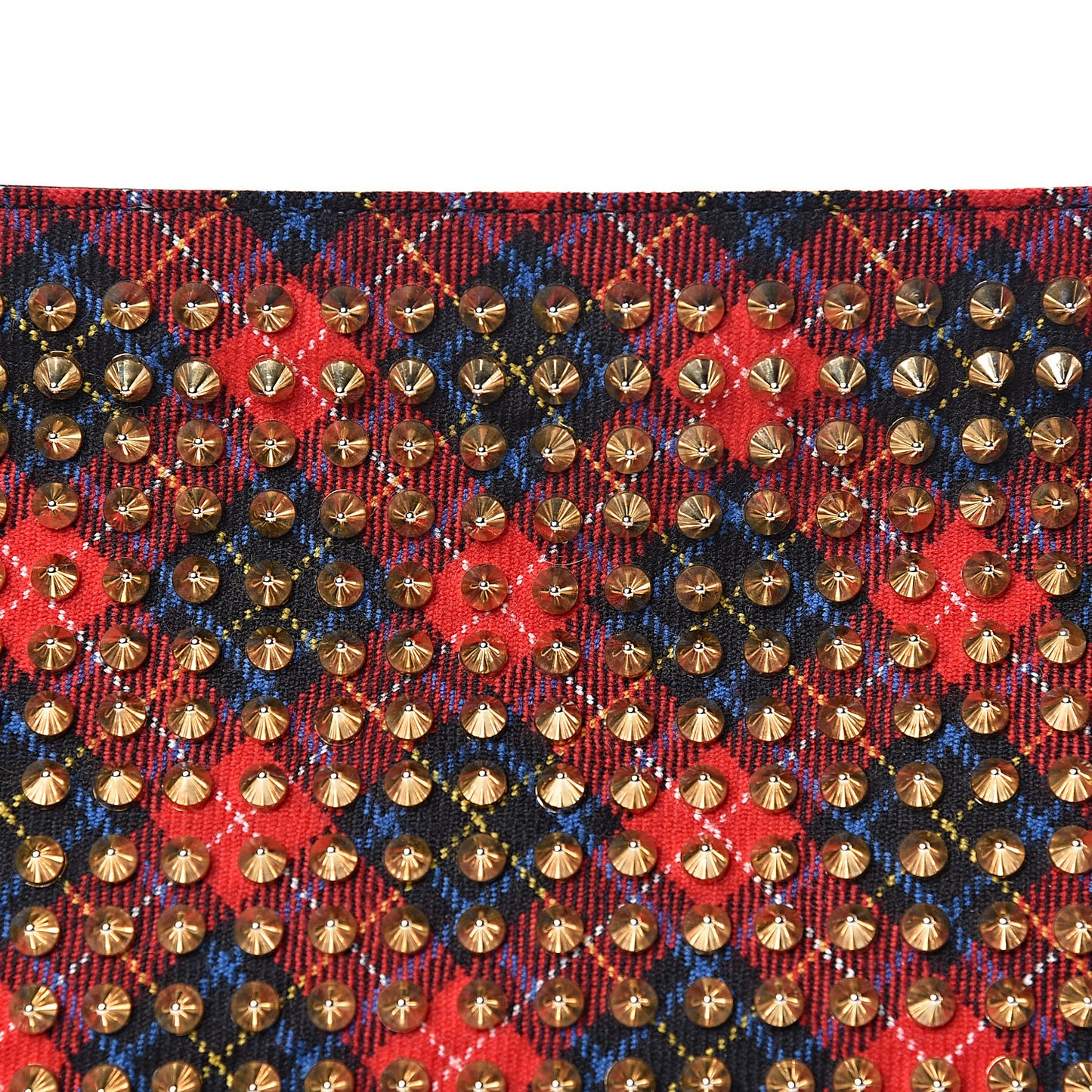 Calfskin Tartan Studded Loubiposh Clutch
