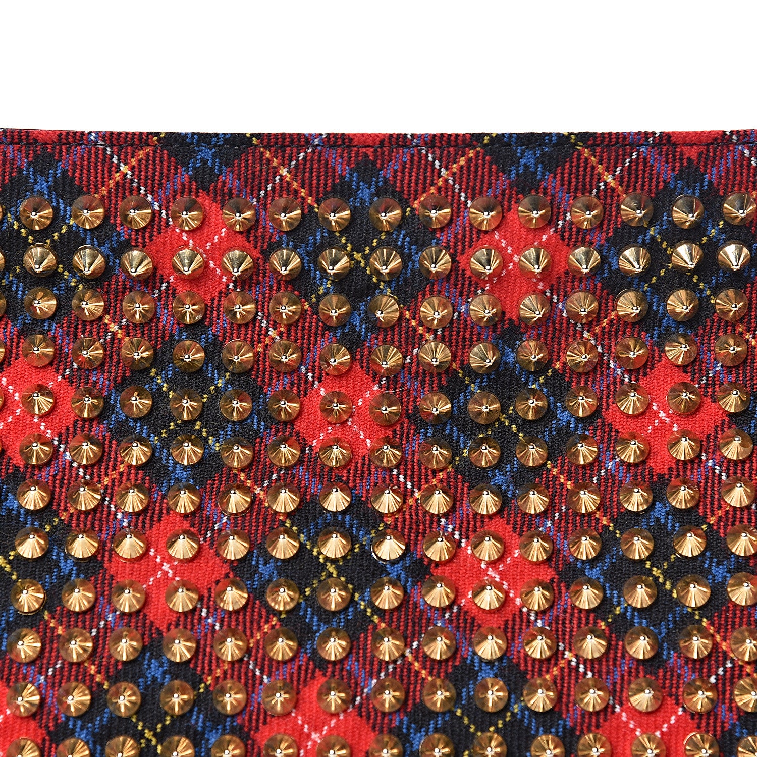 Christian Louboutin Calfskin Tartan Studded Loubiposh Clutch 10 of 10