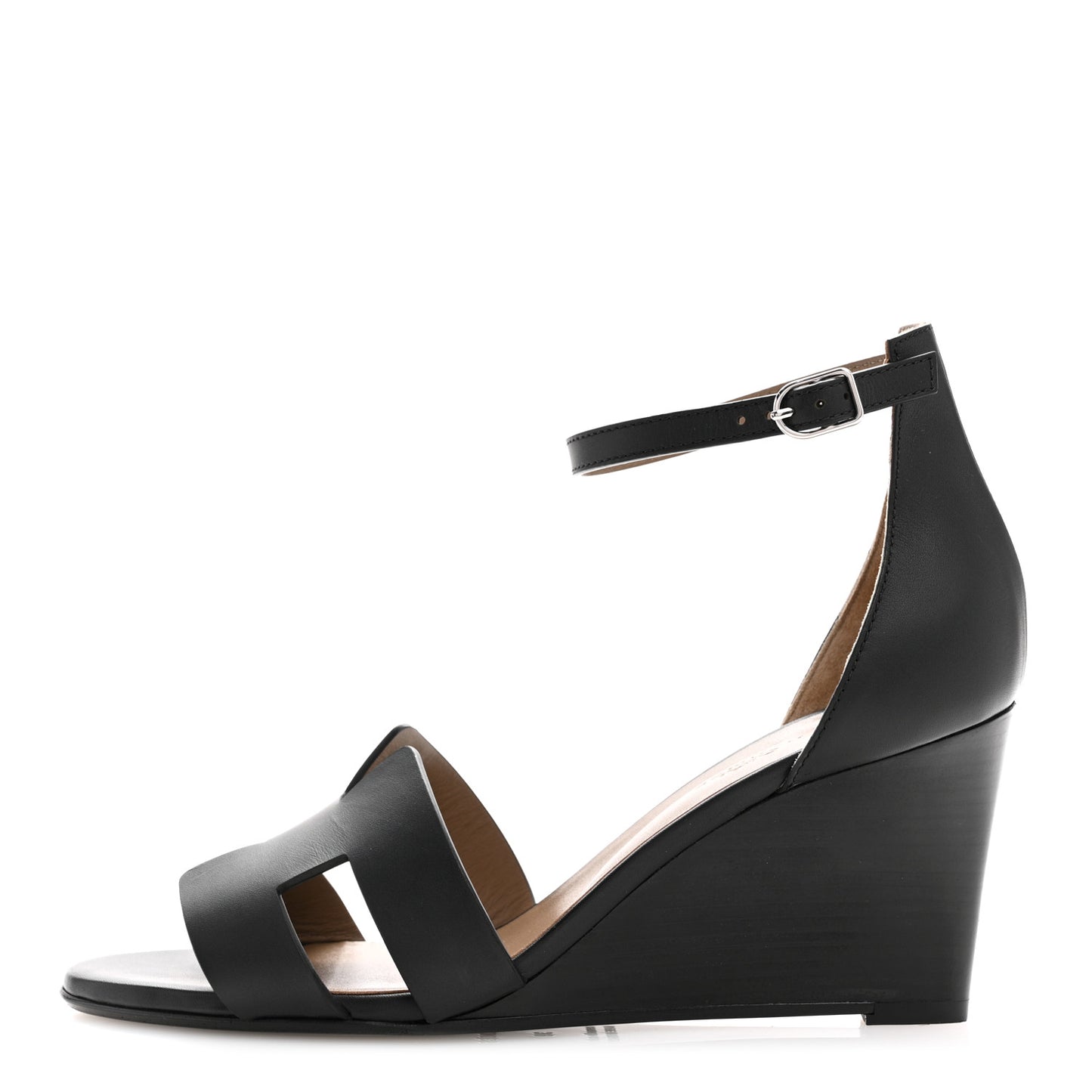 Calfskin Legend Wedge Sandals 39 Black