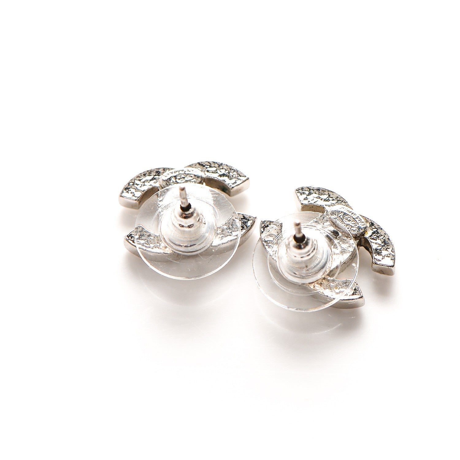 Chanel Crystal Timeless CC Earrings Silver 5 of 5