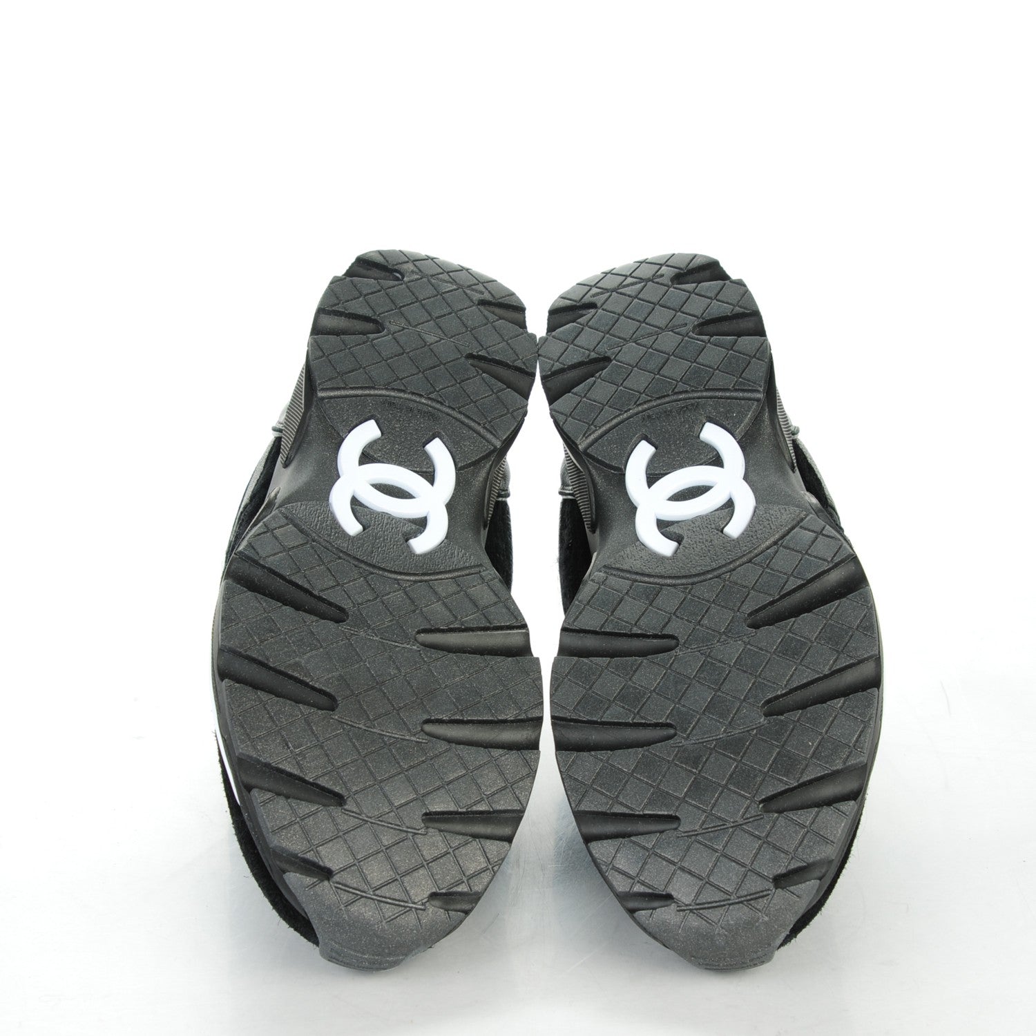 Chanel Suede Tweed Goatskin CC Sneakers 34.5 Black 5 of 8