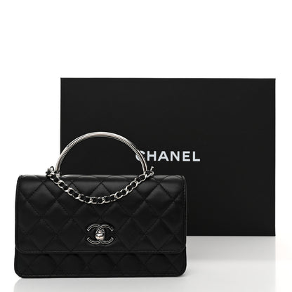 Chanel Lambskin Quilted Metal Top Handle Crossbody Flap Black 12 of 12