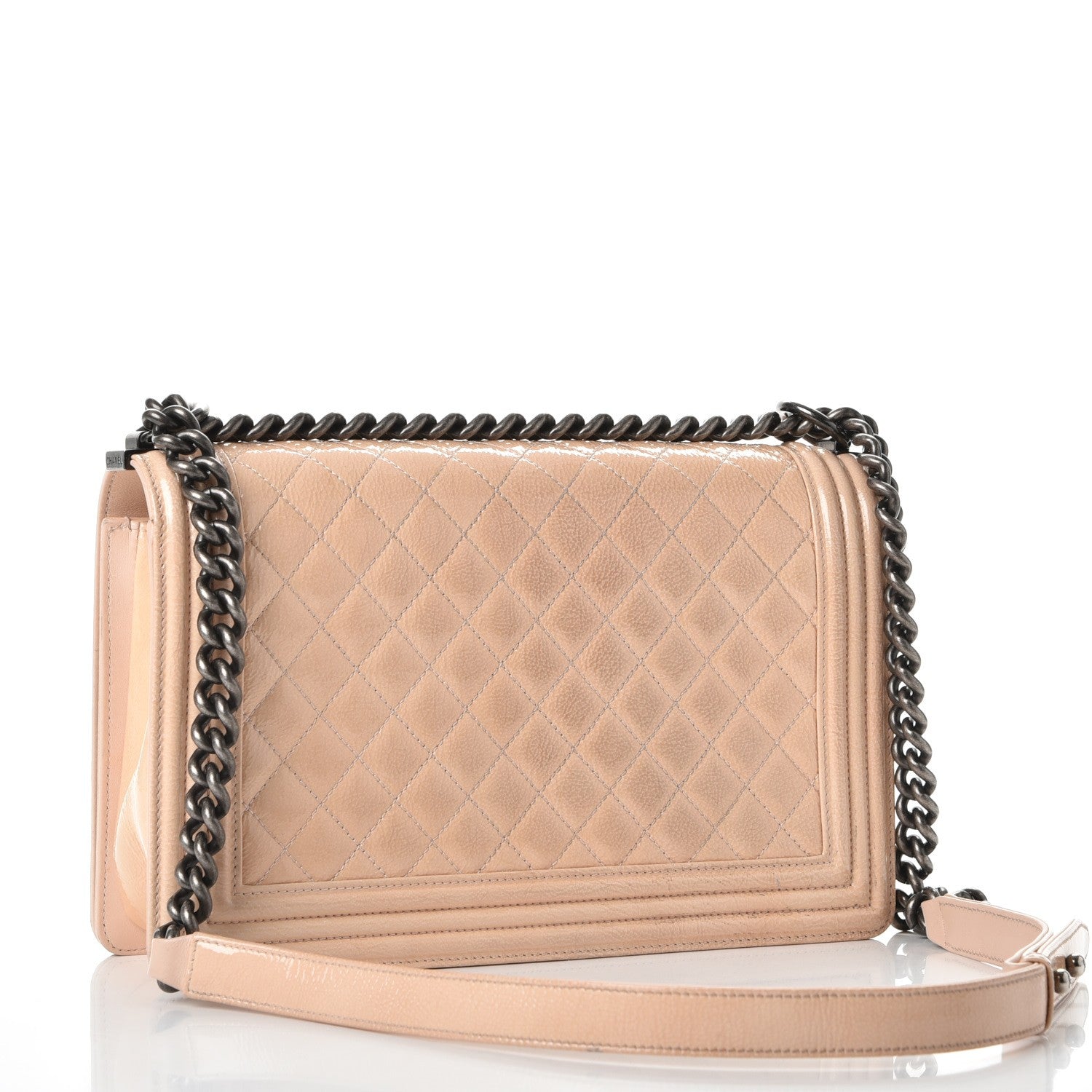 Chanel Patent Goatskin Quilted New Medium Boy Flap Beige Clair 3 of 15