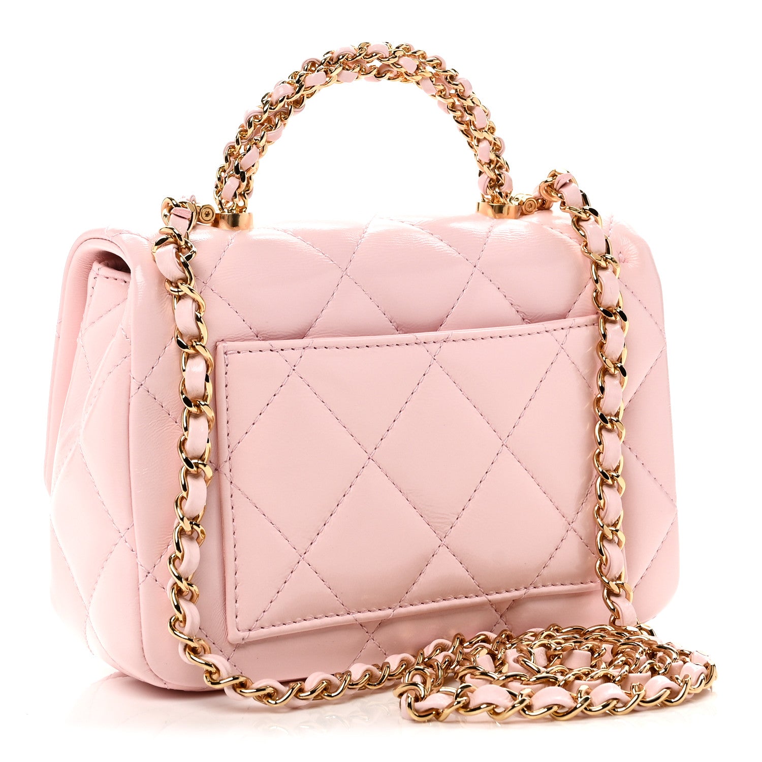 Chanel Shiny Lambskin Quilted Mini Twisted Links Top Handle Flap