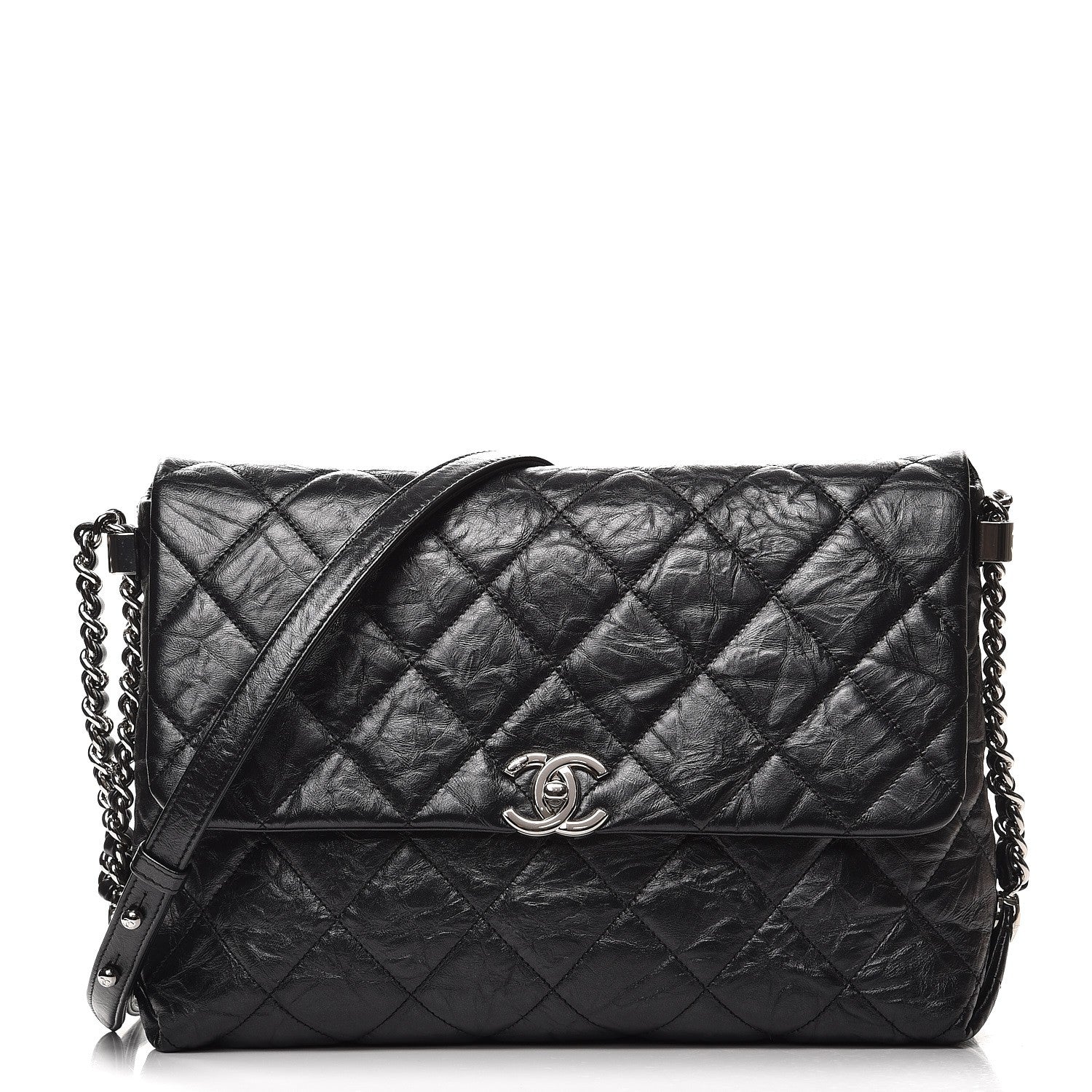Chanel Crackled Aged Calfskin Big Bang Flap Black 1 of 8
