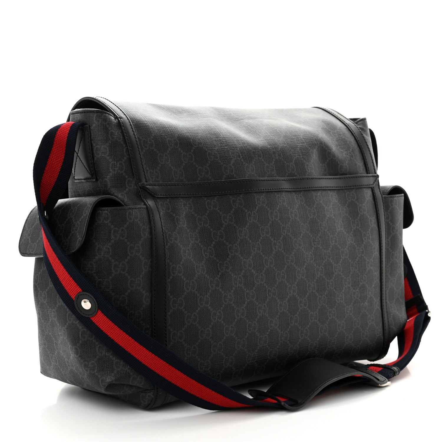 Gucci GG Supreme Monogram Web Messenger Diaper Bag Black Grey 3 of 11