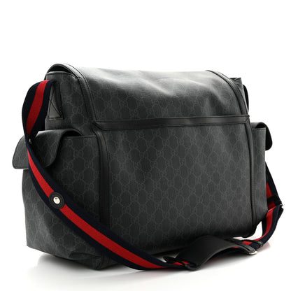 Gucci GG Supreme Monogram Web Messenger Diaper Bag Black Grey 3 of 11