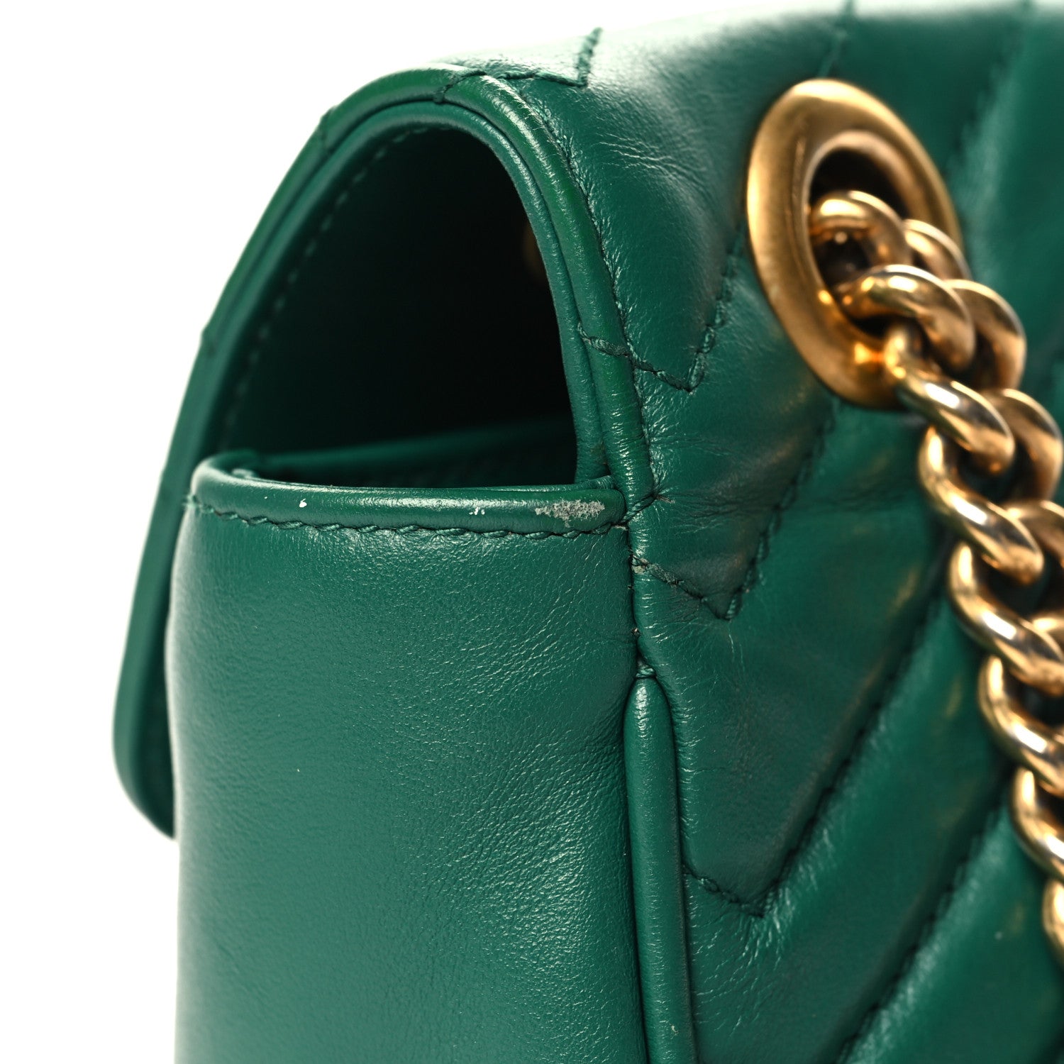 Gucci Calfskin Matelasse Small GG Marmont Shoulder Bag Emerald Green 15 of 16
