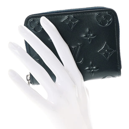 Louis Vuitton Calfskin Debossed Monogram Zippy Coin Purse Blue 2 of 6