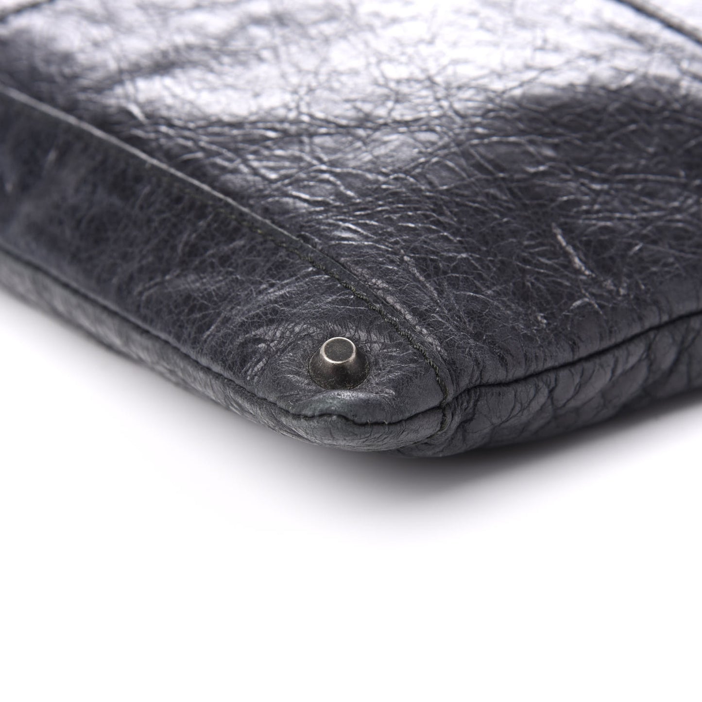 Agneau Classic Hardware Large Zip Pouch Black