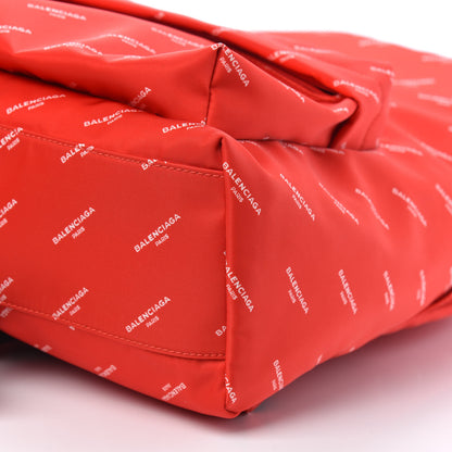 Balenciaga Twill Nylon Allover Logo Print Explorer Backpack Rouge Vermillion White 9 of 9