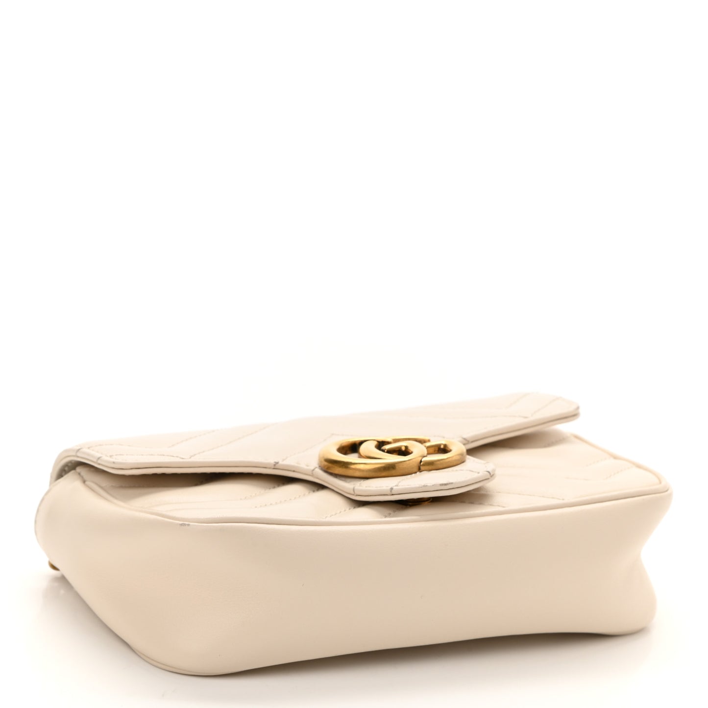 Calfskin Matelasse Super Mini GG Marmont Shoulder Bag White