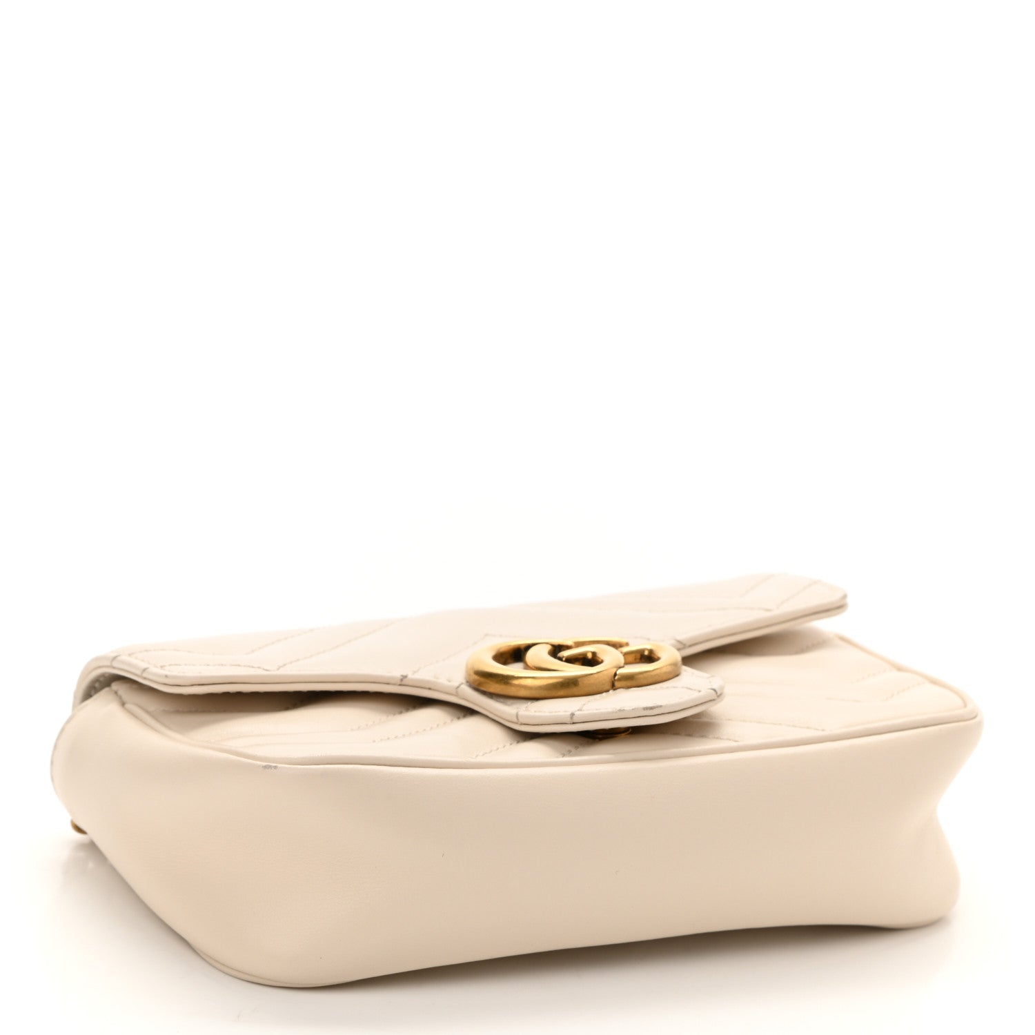 Gucci Calfskin Matelasse Super Mini GG Marmont Shoulder Bag White 4 of 10