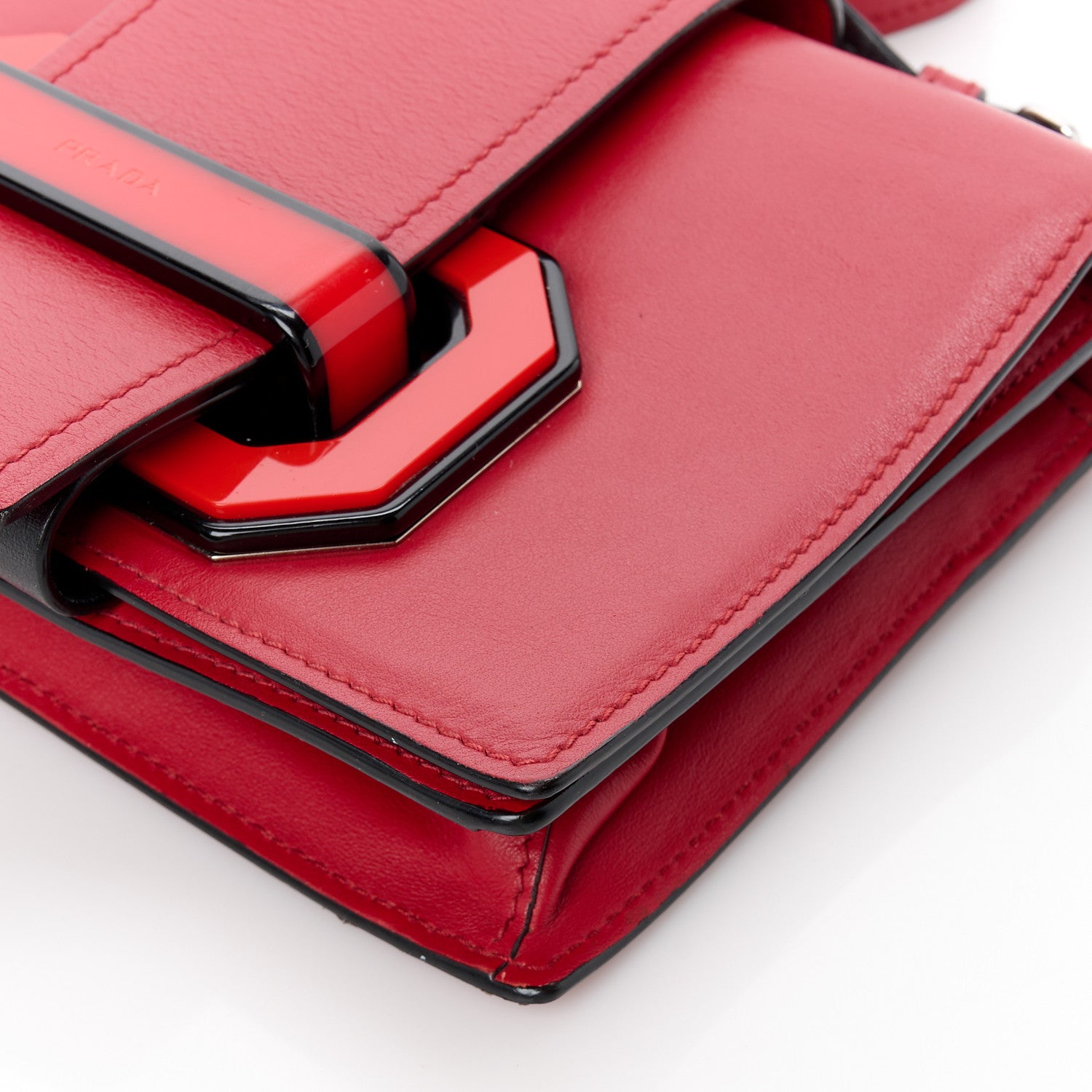 Prada City Calf Plex Ribbon Bag Red 11 of 13