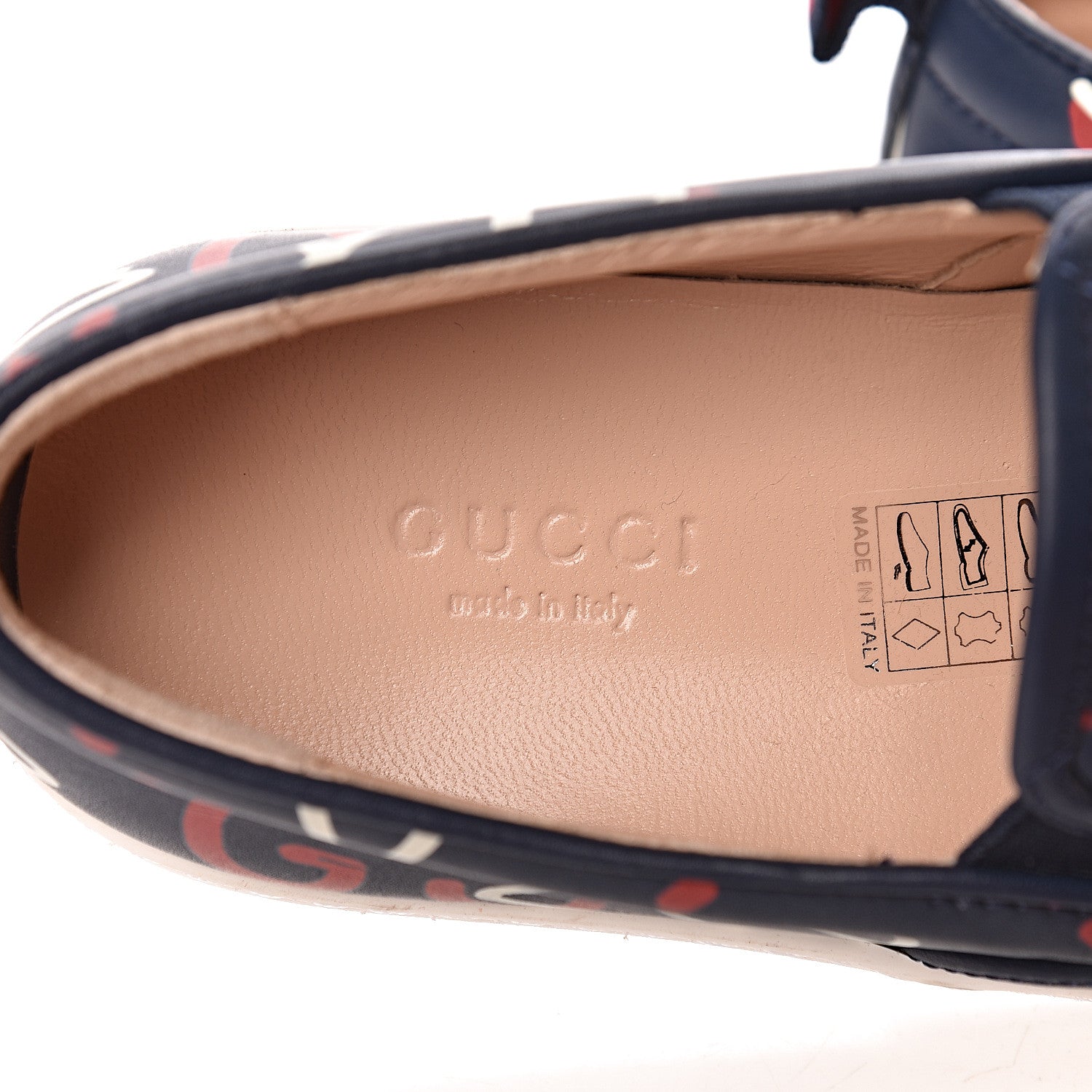 Gucci Calfskin GucciGhost Print Womens Slip On Sneakers 36.5 Blue Agata Hibiscus Red 9 of 13