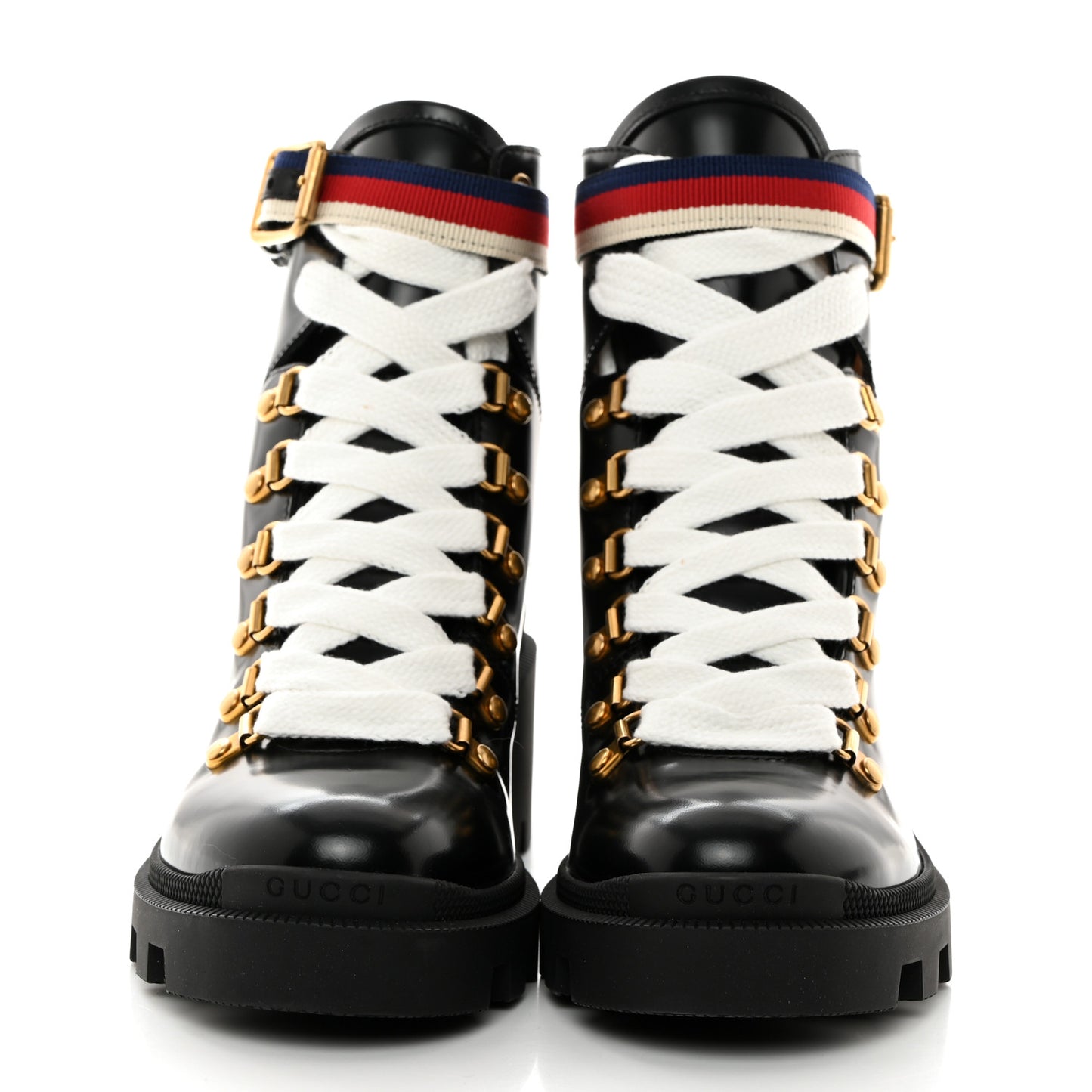 Calfskin Sylvie Web Womens Lace Up Combat Boots 36.5 Black