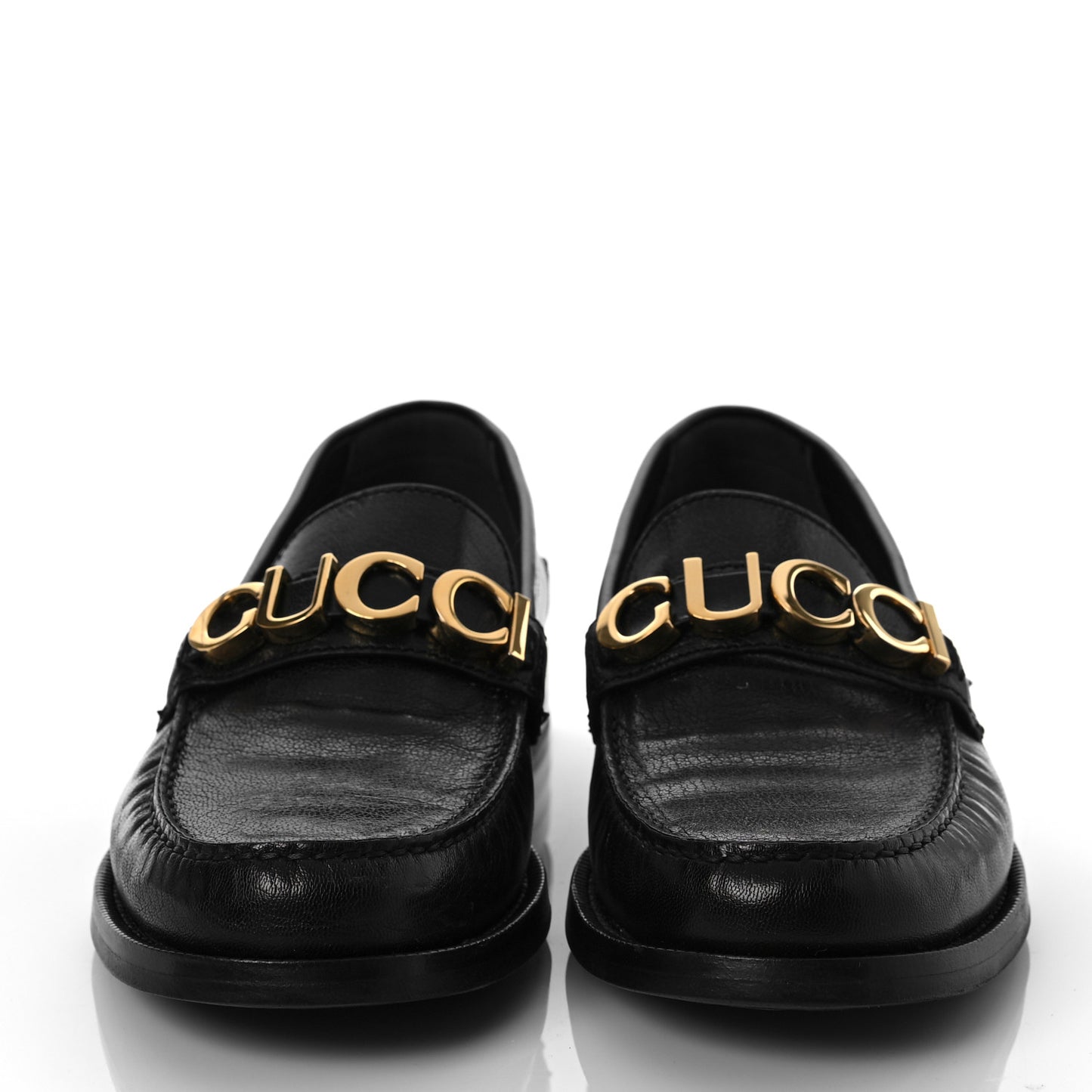 Goatskin Womens Logo 15mm Loafers 39.5 Black